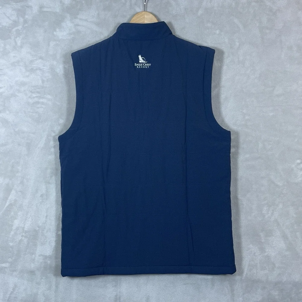 Travis Mathew Cold Heart 2.0 Puffer Vest Mens L Blue Full-Zip Quilted Golf Logo